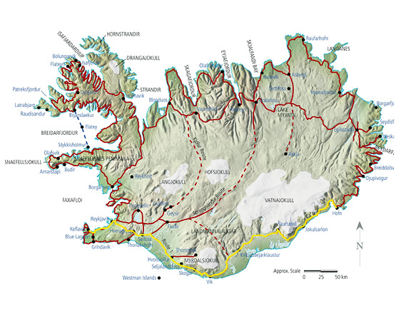 Iceland Map south-east coast